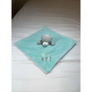 Baby Starters Be Happy Aqua Gray Bear‎ Rattle Plush Polyester Security Blanket